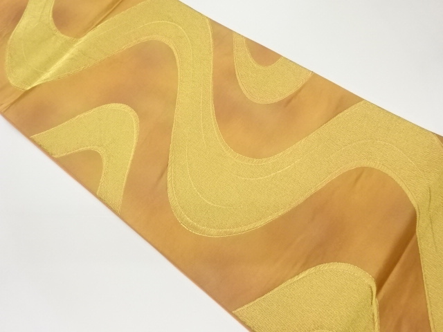 曲線模様織出し袋帯